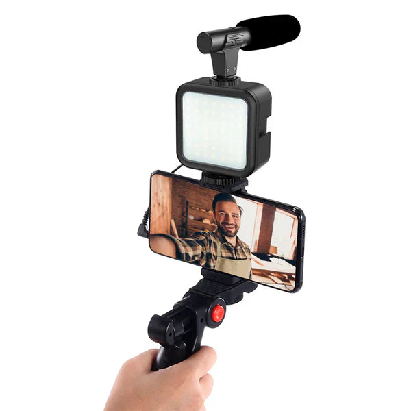 Kit de Grabación para Celular con Luz LED y Micrófono 🎤📱