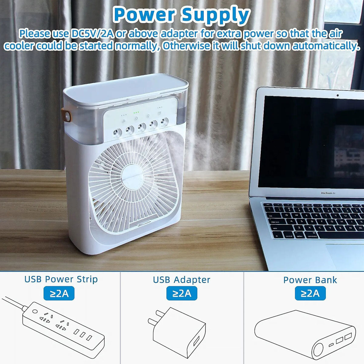 Air Cooler Ventilador Portátil | Refresca e Ilumina con Luces LED
