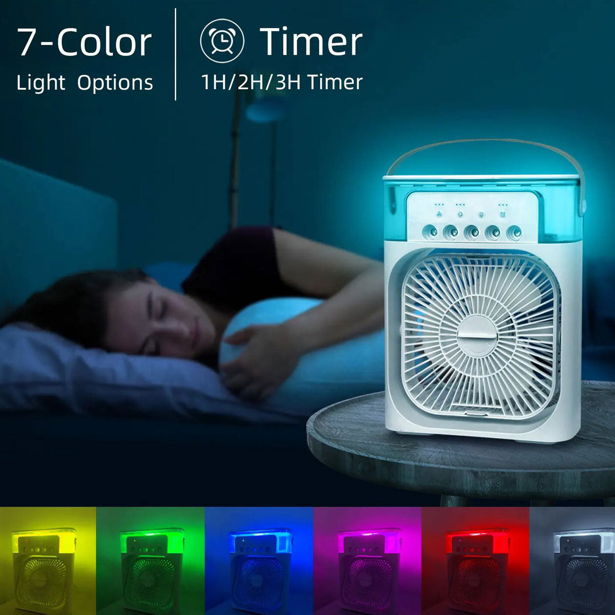 Air Cooler Ventilador Portátil | Refresca e Ilumina con Luces LED