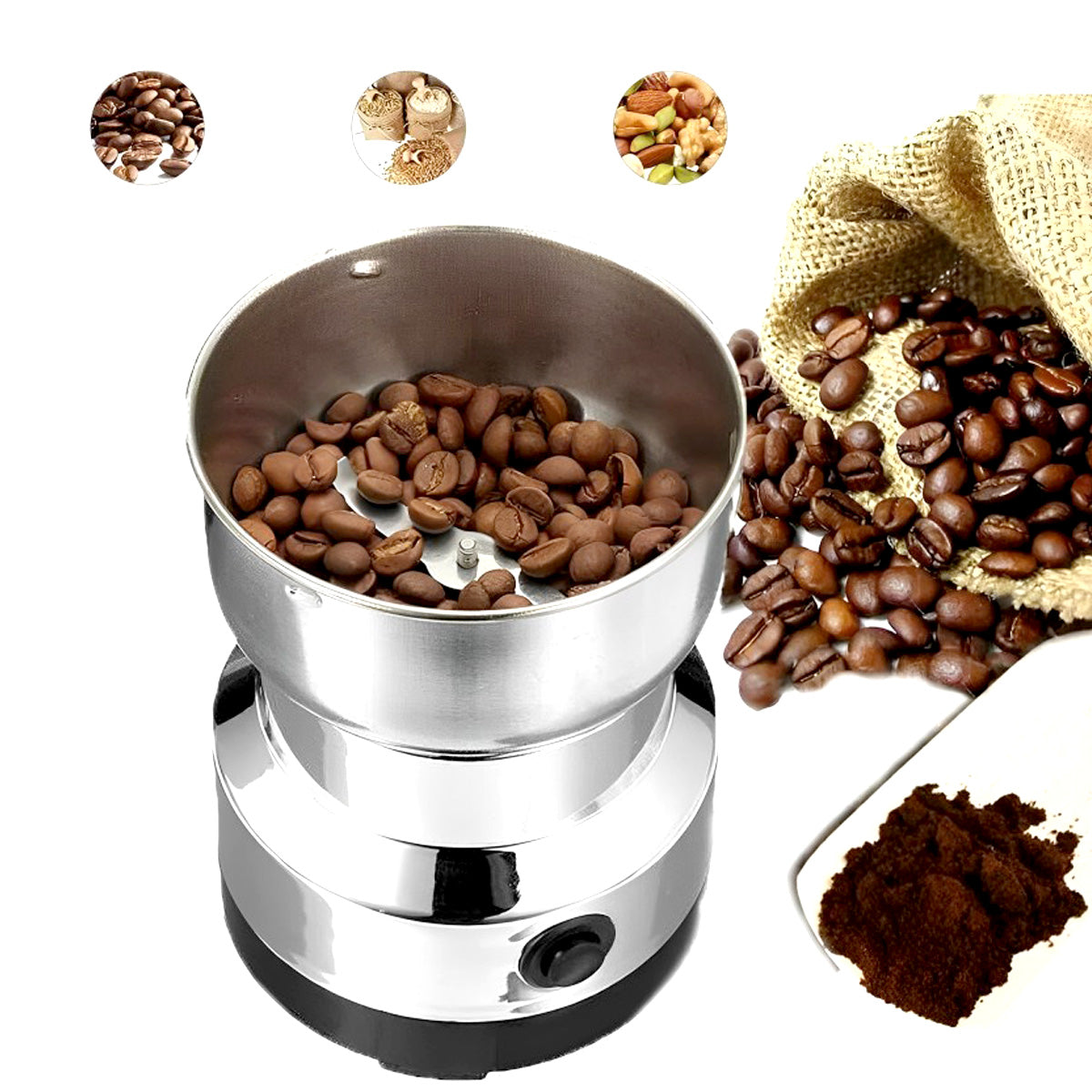 Molinillo Eléctrico de Café con 4 Aspas | Fácil de Usar y Limpiar