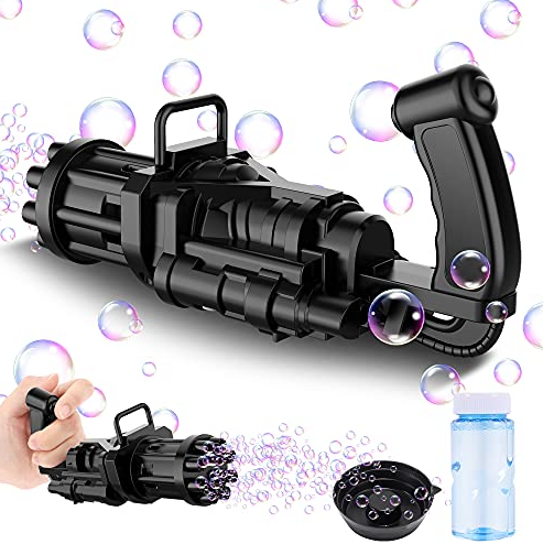Pistola de Burbujas Grande con 21 Salidas y Luces LED