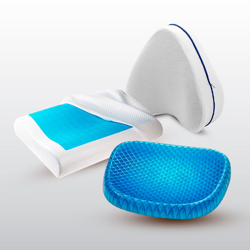 Kit de Descanso Ergonómico | Almohada Cervical, Cojín Gel y Más