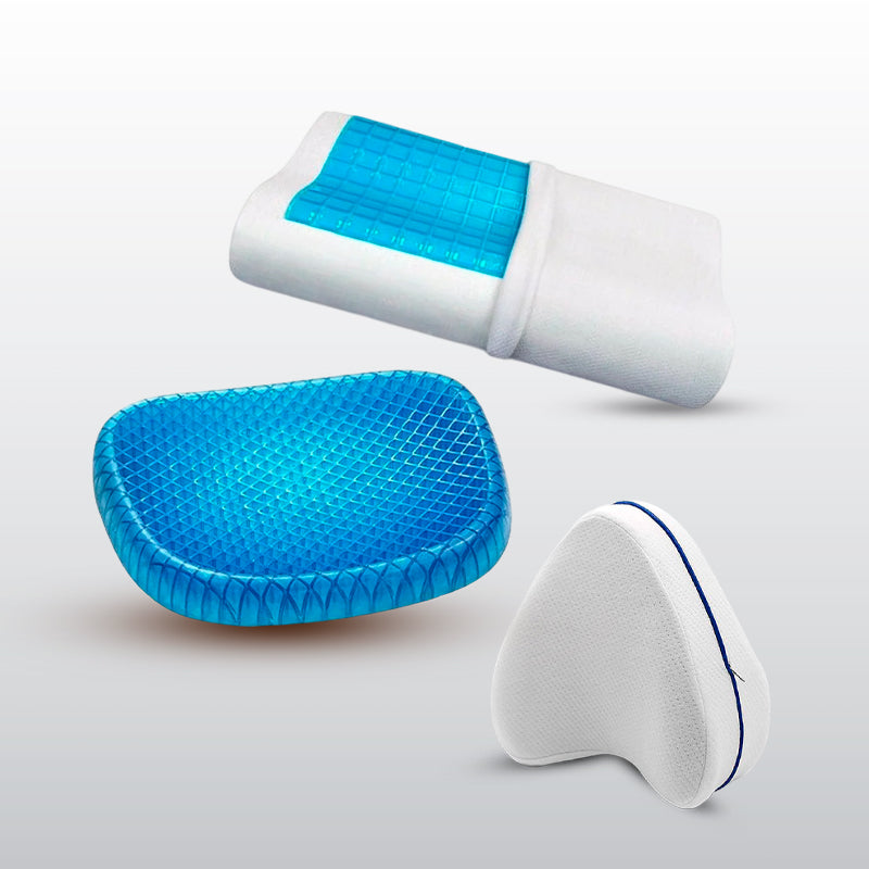 Kit de Descanso Ergonómico | Almohada Cervical, Cojín Gel y Más