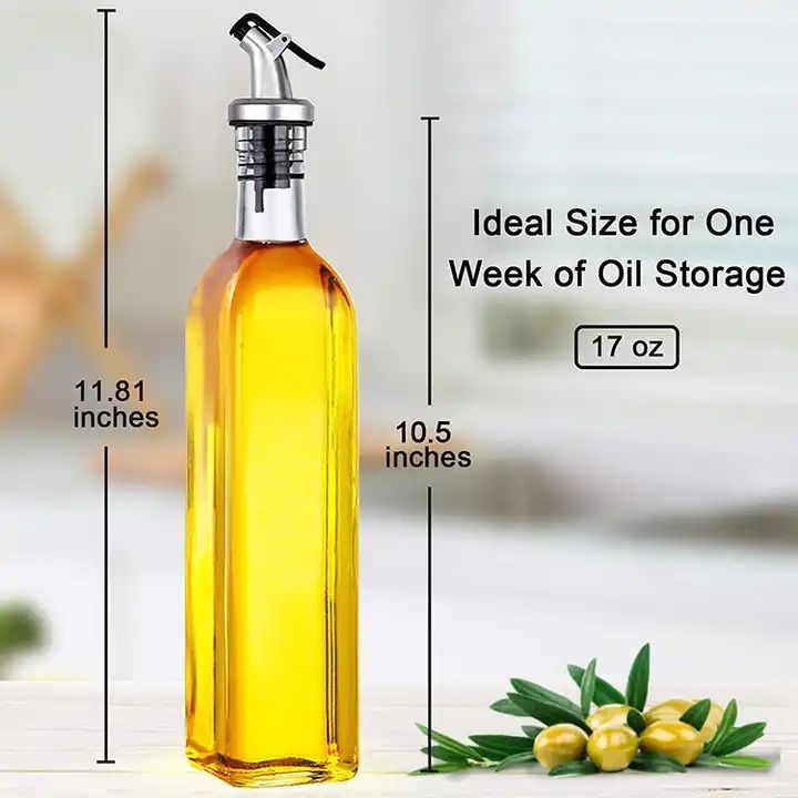 Aceitero de Vidrio 500ml | Ideal para Aceite de Oliva, Vinagre y Más 🌿