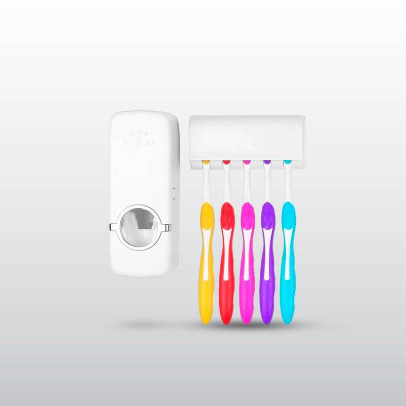 Dispensador Automático de Pasta Dental + Soporte para 5 Cepillos