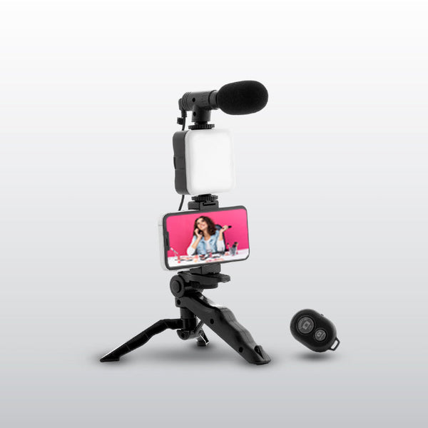 Kit de Grabación para Celular con Luz LED y Micrófono